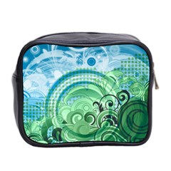 Blue Green Circle Design Mini Toiletries Bag (Two Sides) from ArtsNow.com Back