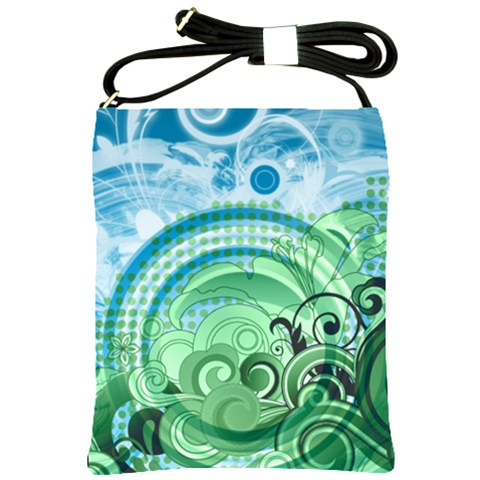 Blue Green Circle Design Shoulder Sling Bag from ArtsNow.com Front