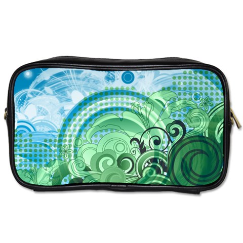 Blue Green Circle Design Toiletries Bag (Two Sides) from ArtsNow.com Front