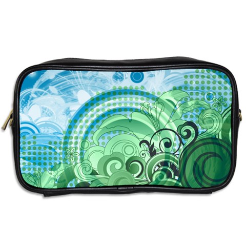 Blue Green Circle Design Toiletries Bag (Two Sides) from ArtsNow.com Back