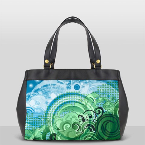 Blue Green Circle Design Oversize Office Handbag from ArtsNow.com Front