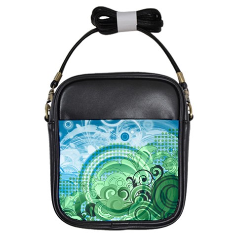 Blue Green Circle Design Girls Sling Bag from ArtsNow.com Front