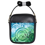 Blue Green Circle Design Girls Sling Bag