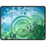 Blue Green Circle Design Fleece Blanket (Large)