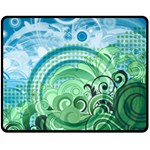 Blue Green Circle Design Fleece Blanket (Medium)