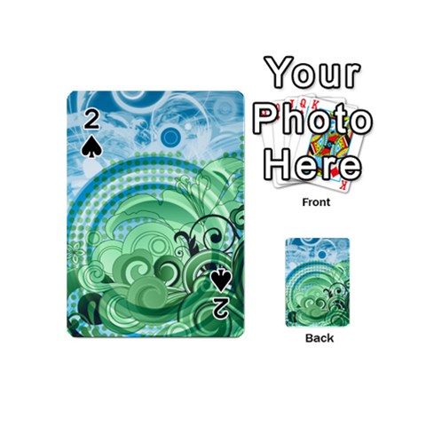 Blue Green Circle Design Playing Cards 54 (Mini) from ArtsNow.com Front - Spade2