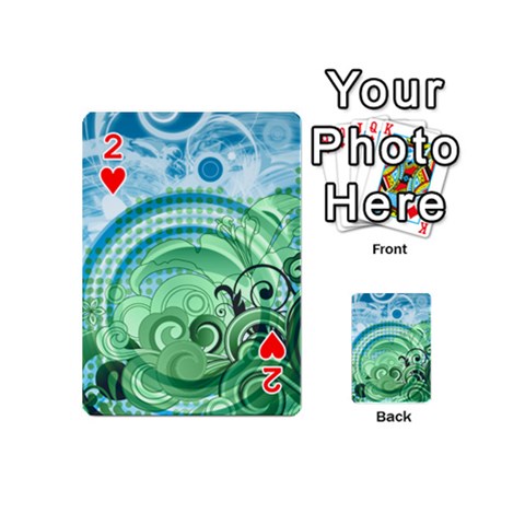 Blue Green Circle Design Playing Cards 54 (Mini) from ArtsNow.com Front - Heart2