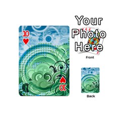 Blue Green Circle Design Playing Cards 54 (Mini) from ArtsNow.com Front - Heart10