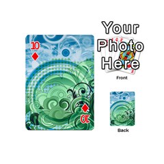 Blue Green Circle Design Playing Cards 54 (Mini) from ArtsNow.com Front - Diamond10