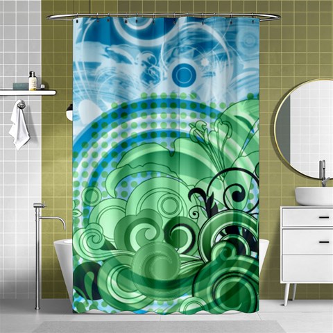 Blue Green Circle Design Shower Curtain 48  x 72  (Small) from ArtsNow.com Curtain(48  X 72 ) - 42.18 x64.8  Curtain(48  X 72 )