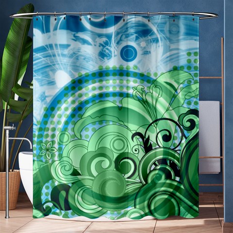 Blue Green Circle Design Shower Curtain 60  x 72  (Medium) from ArtsNow.com 60 x72  Curtain