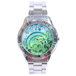 Blue Green Circle Design Stainless Steel Analogue Watch