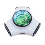 Blue Green Circle Design 3-Port USB Hub