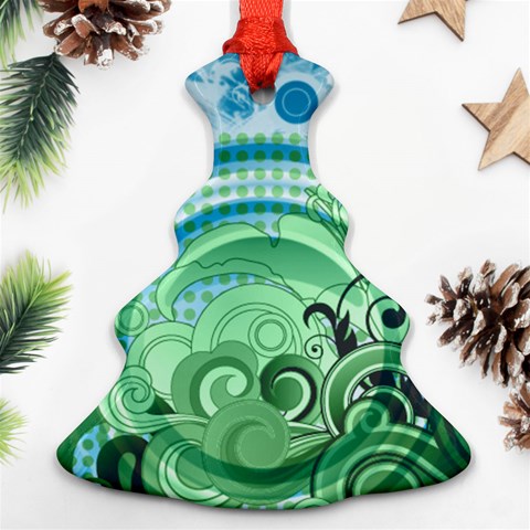 Blue Green Circle Design Ornament (Christmas Tree)  from ArtsNow.com Front