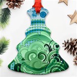 Blue Green Circle Design Ornament (Christmas Tree) 