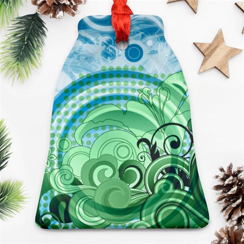 Blue Green Circle Design Ornament (Bell) from ArtsNow.com Front