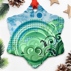 Blue Green Circle Design Snowflake Ornament (Two Sides) from ArtsNow.com Front