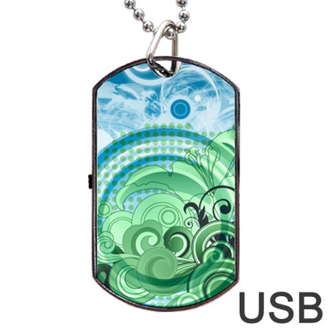 Blue Green Circle Design Dog Tag USB Flash (One Side) from ArtsNow.com Front