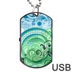 Blue Green Circle Design Dog Tag USB Flash (One Side)