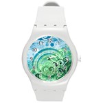 Blue Green Circle Design Round Plastic Sport Watch (M)