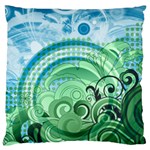 Blue Green Circle Design Large Cushion Case (One Side)