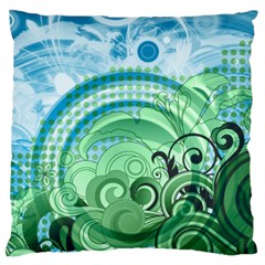 Blue Green Circle Design Large Cushion Case (Two Sides) from ArtsNow.com Front