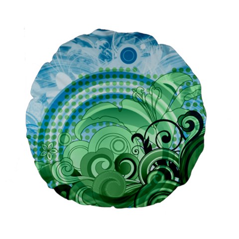 Blue Green Circle Design Standard 15  Premium Round Cushion  from ArtsNow.com Front