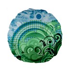 Blue Green Circle Design Standard 15  Premium Round Cushion 