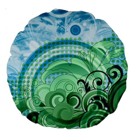 Blue Green Circle Design Large 18  Premium Round Cushion  from ArtsNow.com Front