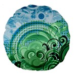 Blue Green Circle Design Large 18  Premium Round Cushion 