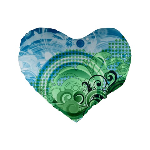 Blue Green Circle Design Standard 16  Premium Heart Shape Cushion  from ArtsNow.com Front