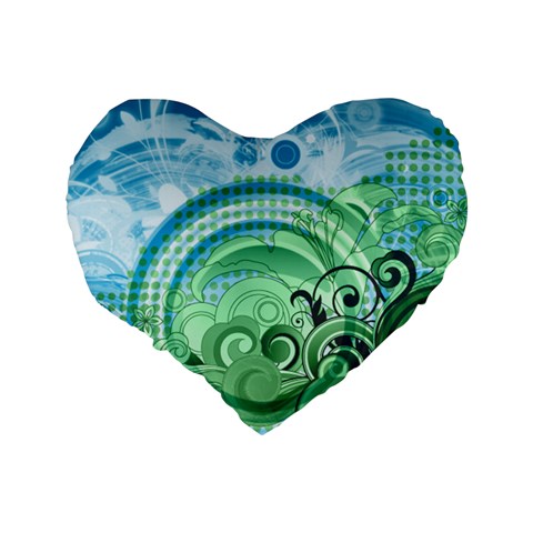 Blue Green Circle Design Standard 16  Premium Heart Shape Cushion  from ArtsNow.com Back