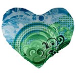 Blue Green Circle Design Large 19  Premium Heart Shape Cushion