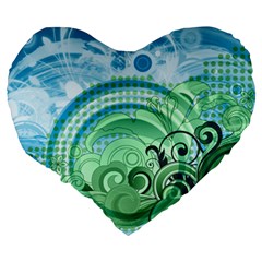 Blue Green Circle Design Large 19  Premium Heart Shape Cushion from ArtsNow.com Back