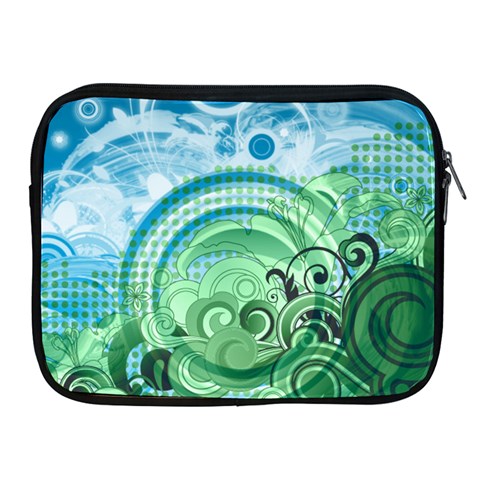 Blue Green Circle Design Apple iPad Zipper Case from ArtsNow.com Front