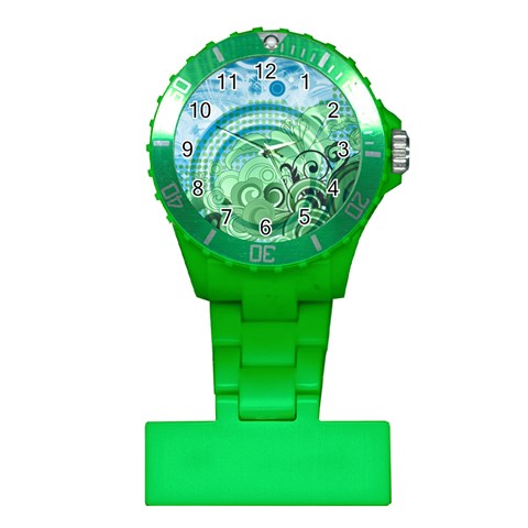 Blue Green Circle Design Plastic Nurses Watch from ArtsNow.com Front