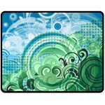 Blue Green Circle Design Double Sided Fleece Blanket (Medium)