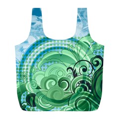 Blue Green Circle Design Full Print Recycle Bag (L) from ArtsNow.com Front