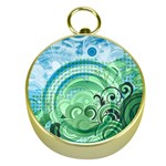 Blue Green Circle Design Gold Compass