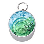 Blue Green Circle Design Silver Compass (Mini)