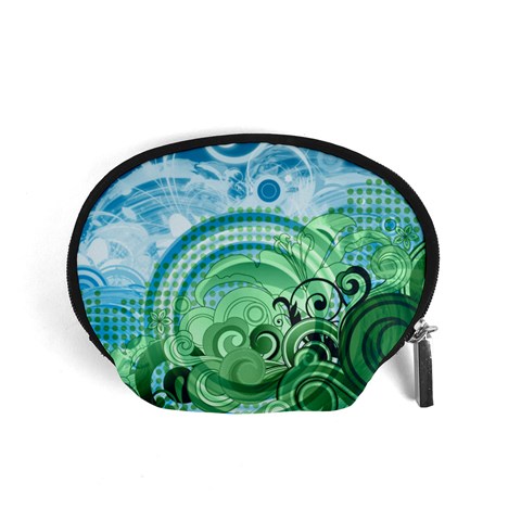 Blue Green Circle Design Accessory Pouch (Small) from ArtsNow.com Front