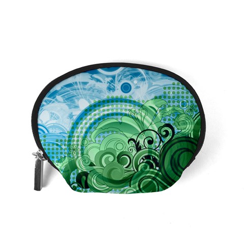 Blue Green Circle Design Accessory Pouch (Small) from ArtsNow.com Back