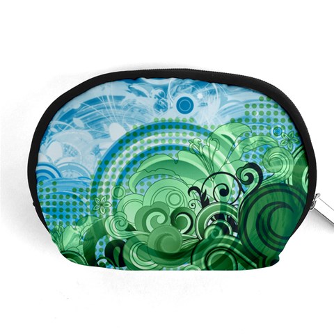 Blue Green Circle Design Accessory Pouch (Medium) from ArtsNow.com Front