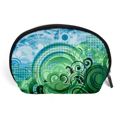 Blue Green Circle Design Accessory Pouch (Large) from ArtsNow.com Front