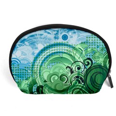 Blue Green Circle Design Accessory Pouch (Large) from ArtsNow.com Front