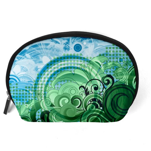 Blue Green Circle Design Accessory Pouch (Large) from ArtsNow.com Back