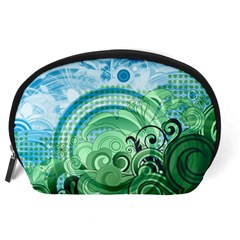 Blue Green Circle Design Accessory Pouch (Large) from ArtsNow.com Back