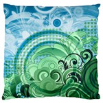 Blue Green Circle Design Large Flano Cushion Case (One Side)