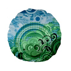 Blue Green Circle Design Standard 15  Premium Flano Round Cushion  from ArtsNow.com Front