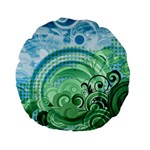 Blue Green Circle Design Standard 15  Premium Flano Round Cushion 